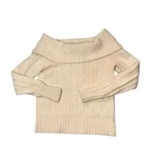 Off-Shoulder Cable Knit Sweater - Cream